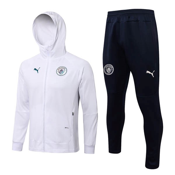 Felpa Cappuccio Set Completo Manchester City 22/23 Bianco